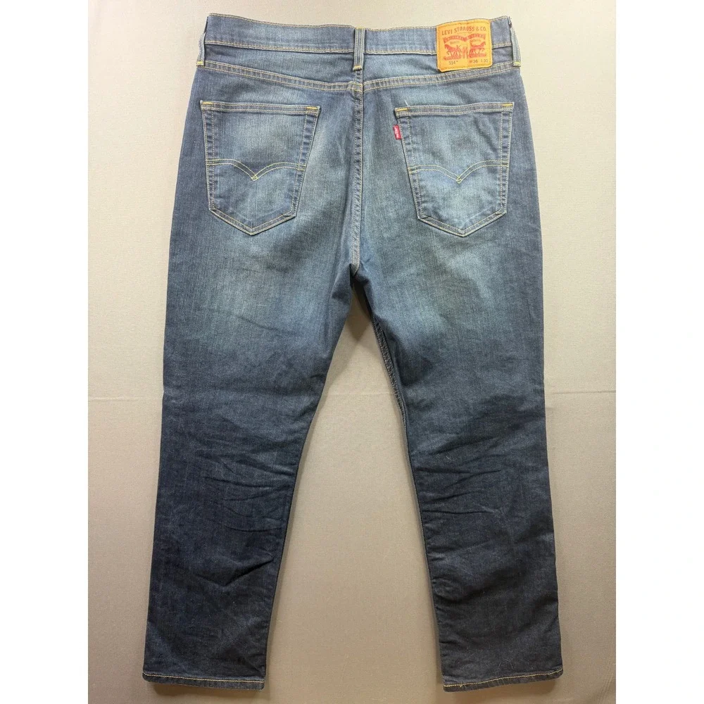 Levi's 514 Straight Fit Jeans Mens‎ Blue Medium Wash Denim 35x30